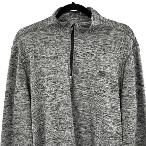 Skechers Sport Heather Gray Quarter Zip Long Sleeve Pullover Running Top Large - Picture 3 of 12